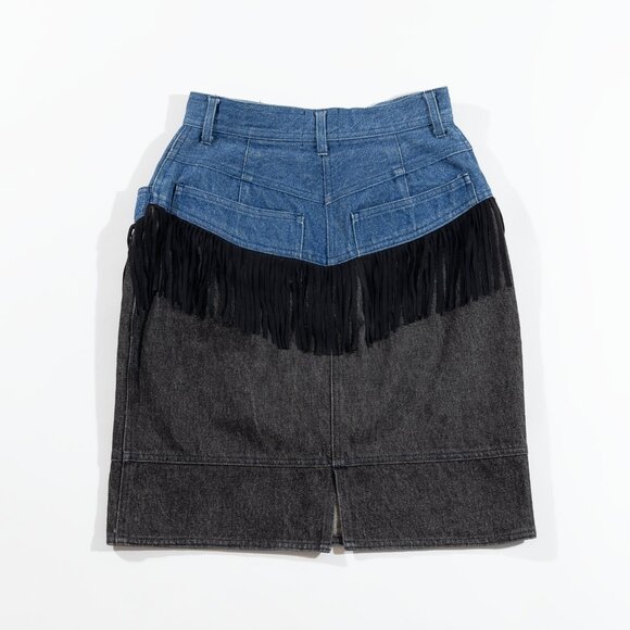 Moschino Jeans fringe two-toned denim skirt - Picture 2 of 5
